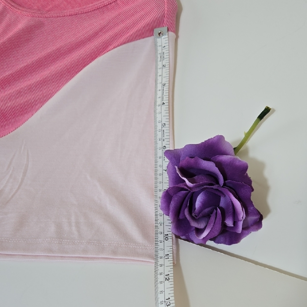 Lands' End Two-Tone Pink Scoop Neck Short Sleeve Tee with Side Ruching Sz 2X - Picture 6 of 8